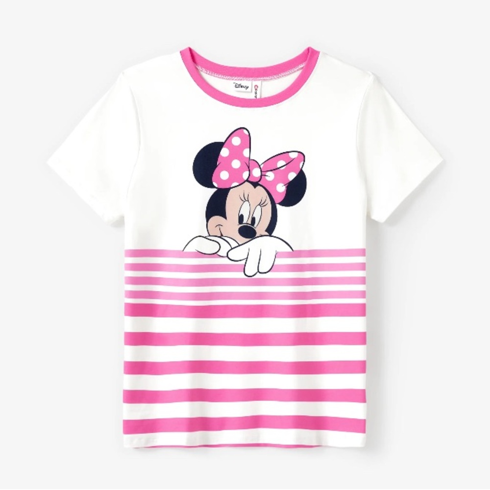 Women Disney T-Shirts Minnie Mouse Shirts with Pink Striped Print ( Naia™)